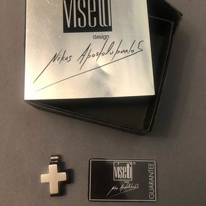 Visetti Black Cross Rotating Pendant with Box